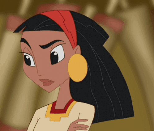 A Cartoon Character With A Red Headband And Earrings GIF
