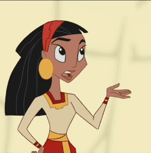 A Cartoon Character With A Red Headband On Her Head GIF