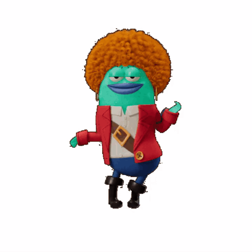 A Cartoon Character With A Red Jacket And A Red Afro GIF