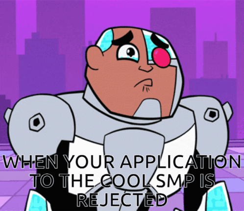 A Cartoon Character With A Red Nose And The Words " When Your Application To The Cool Smp Is Rejected " GIF