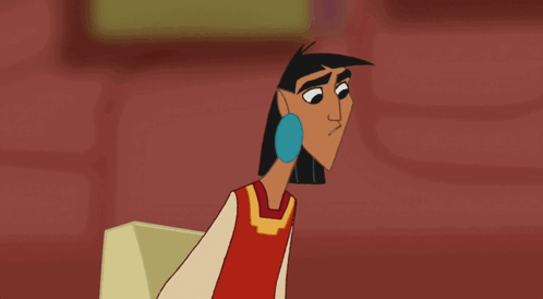 A Cartoon Character With A Red Shirt And White Sleeves Is Making A Funny Face GIF