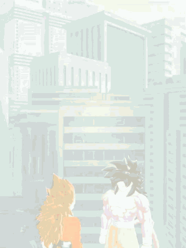 A Cartoon Character With A Red Tail Is Standing Next To Another Character GIF