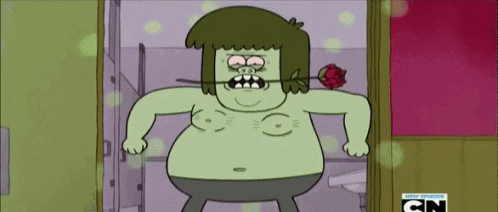 A Cartoon Character With A Rose In His Mouth And The Word Cn At The Bottom GIF