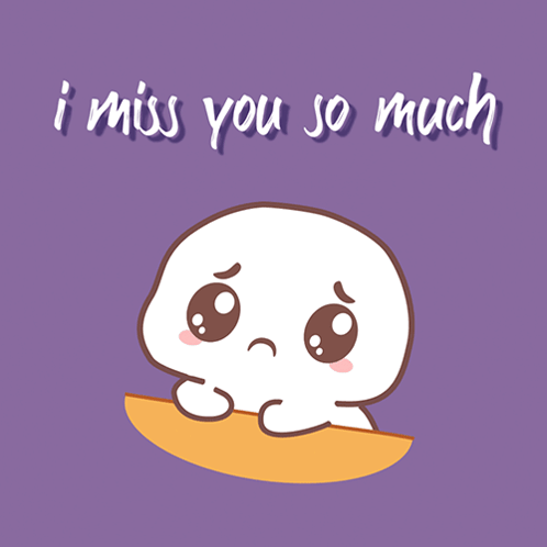 A Cartoon Character With A Sad Face And The Words I Miss You So Much GIF
