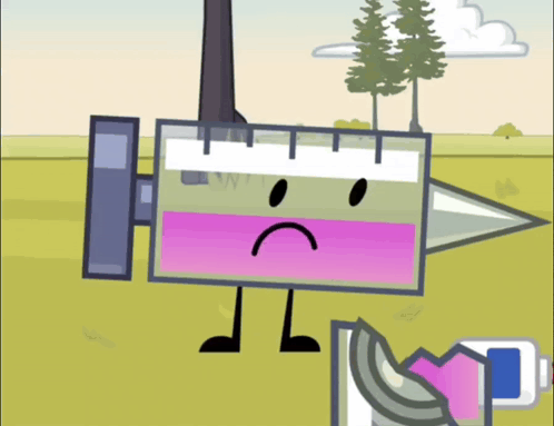 A Cartoon Character With A Sad Face Is Holding A Syringe GIF