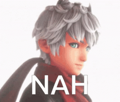 A Cartoon Character With A Scarf Around His Neck And The Word Nah Written Below Him GIF