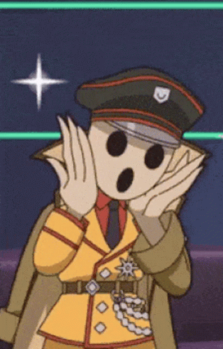 A Cartoon Character With A Shield On His Hat Covering His Face GIF