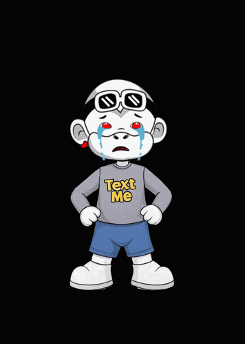 A Cartoon Character With A Shirt That Says Text Me GIF