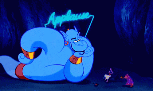 A Cartoon Character With A Sign That Says Applause Behind Him GIF