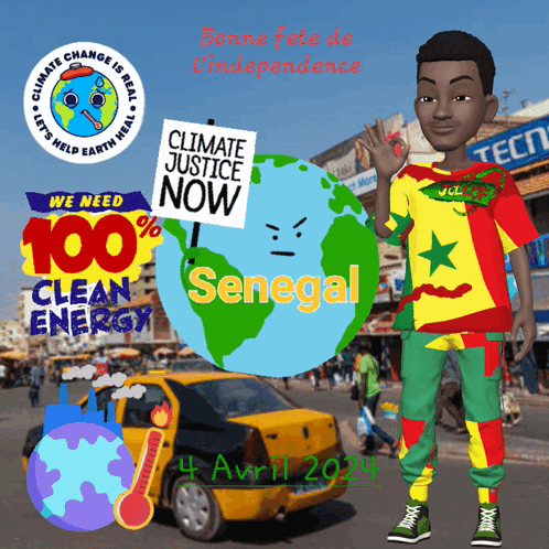 a cartoon character with a sign that says climate justice now on it