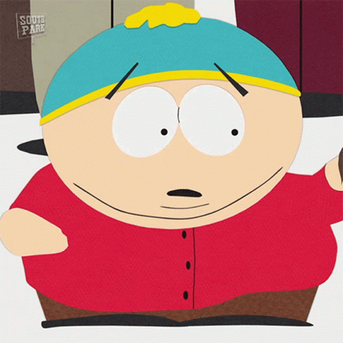 A Cartoon Character With A Sign That Says South Park In The Background GIF