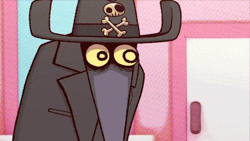 A Cartoon Character With A Skull And Crossbones Hat GIF