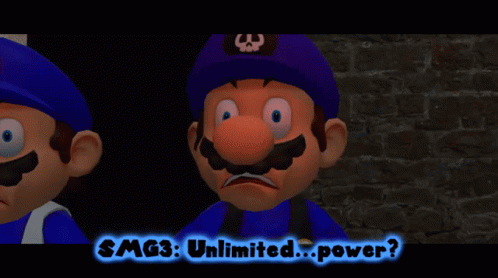 A Cartoon Character With A Skull On His Hat Says Smg3: Unlimited Power GIF
