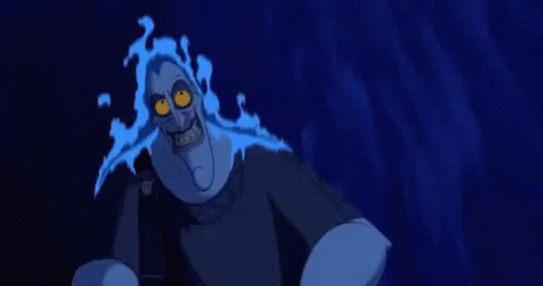 A Cartoon Character With A Skull On His Head And A Blue Fire Coming Out Of His Head . GIF