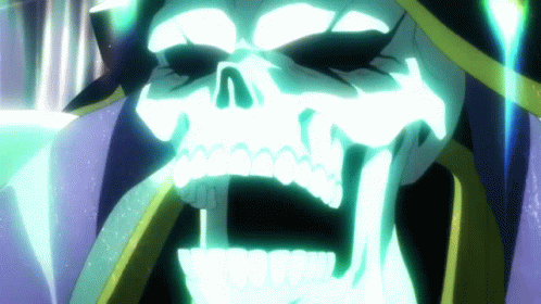 A Cartoon Character With A Skull On His Head And A Purple Background GIF