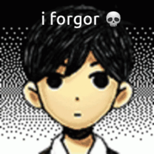 a cartoon character with a skull on his head and the words `` i forgor '' written above him .
