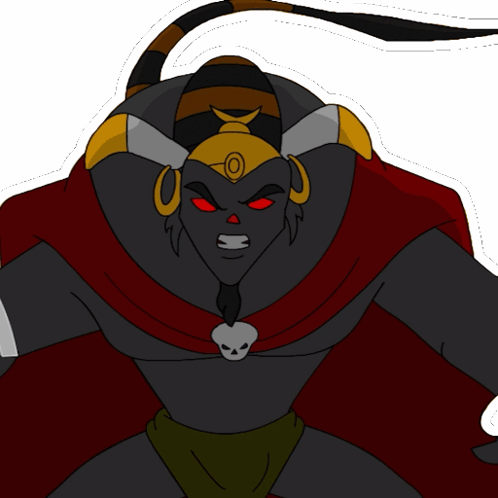 A Cartoon Character With A Skull On His Neck GIF