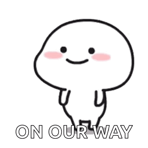 A Cartoon Character With A Smile On His Face And The Words On Our Way Below It GIF
