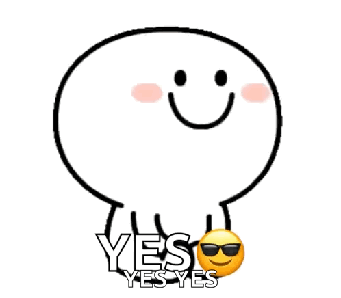 A Cartoon Character With A Smiley Face And Sunglasses Says Yes Yes Yes GIF