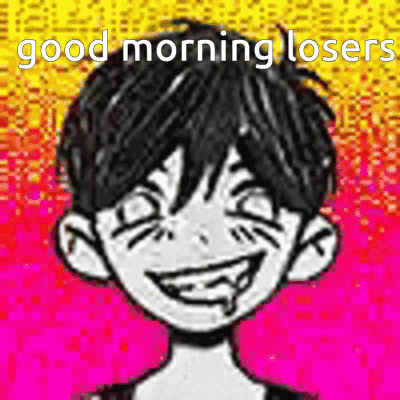A Cartoon Character With A Smiley Face And The Words `` Good Morning Losers '' . GIF