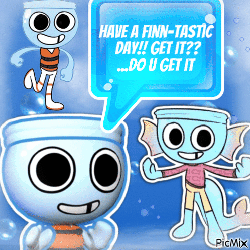 A Cartoon Character With A Speech Bubble Saying Have A Finn-Tastic Day GIF