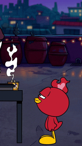 A Cartoon Character With A Speech Bubble Saying Hey Hot Stuff GIF