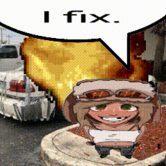 A Cartoon Character With A Speech Bubble Saying " I Fix " GIF
