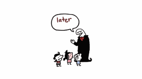 A Cartoon Character With A Speech Bubble That Says ' Later Losers ' GIF