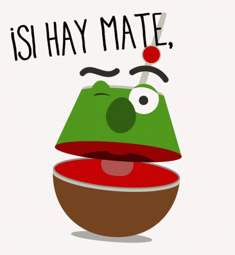 A Cartoon Character With A Straw In His Mouth And The Words Isi Hay Mate Above It GIF