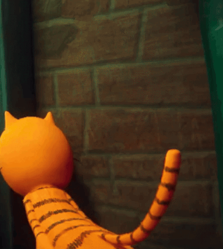 A Cartoon Character With A Striped Shirt And Orange Striped Arms And Legs GIF