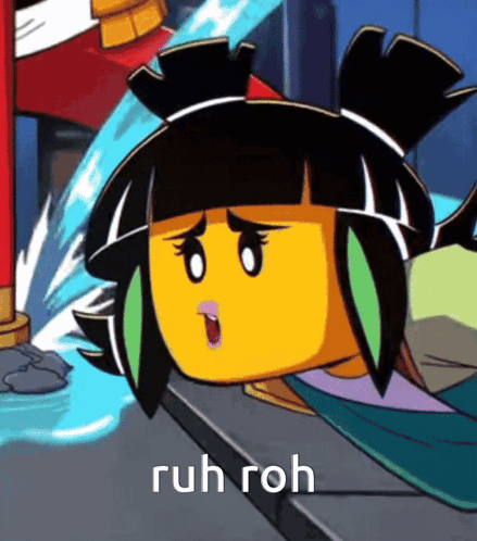 A Cartoon Character With A Surprised Look On Her Face And The Word Ruh Roh Below Her GIF