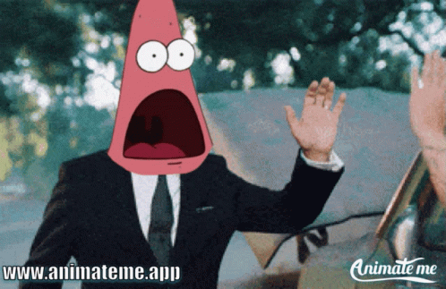 A Cartoon Character With A Surprised Look On His Face And The Website Www.animateme.app Below Him GIF
