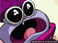 A Cartoon Character With A Surprised Look On His Face And The Words Make Gifs At Gifsoup.com Below It GIF