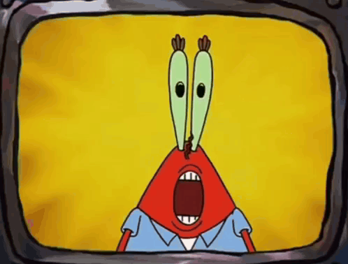 A Cartoon Character With A Surprised Look On His Face Is On A Yellow Background GIF