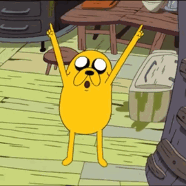 A Cartoon Character With A Surprised Look On His Face Is Standing With His Arms In The Air GIF