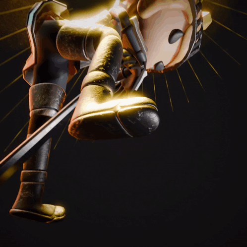 A Cartoon Character With A Sword And A Helmet GIF