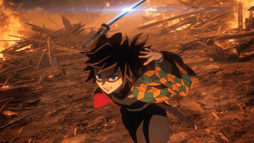 A Cartoon Character With A Sword In His Hand GIF