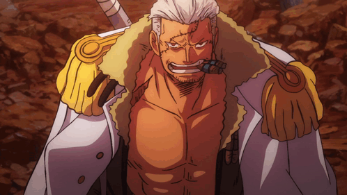 A Cartoon Character With A Sword In His Mouth And A White Coat GIF