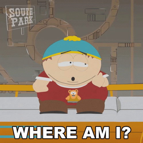 a cartoon character with a teddy bear on his shirt says " where am i "