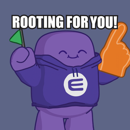 Cartoon Character Giving Thumbs Up Saying Rooting For You GIF