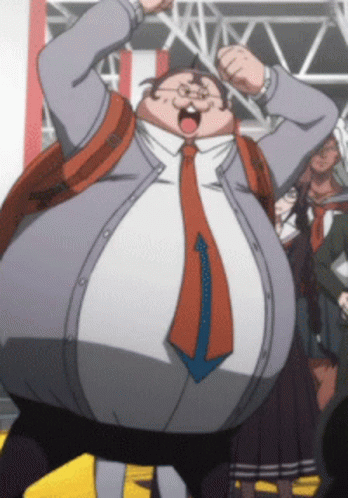 Cartoon Character With Large Belly In Suit And Tie GIF