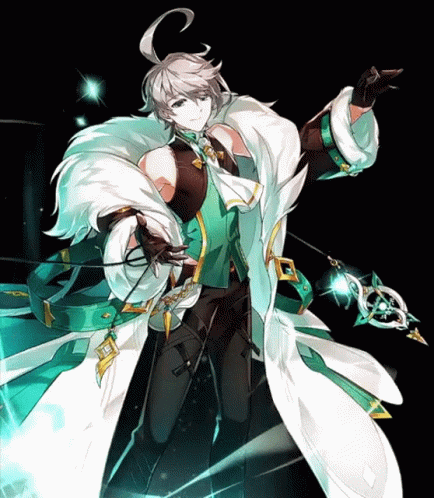 A Cartoon Character With A White Fur Coat And A Sword GIF