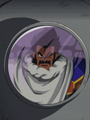 A Cartoon Character With A White Scarf Around His Neck Is Looking Out Of A Window GIF