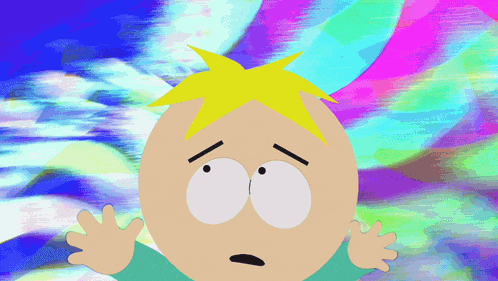 A Cartoon Character With A Yellow Hair And White Eyes GIF