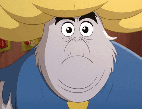 A Cartoon Character With A Yellow Hat On His Head GIF