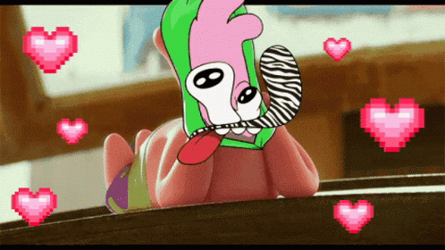 A Cartoon Character With A Zebra Print On His Tongue GIF