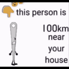 A Cartoon Character With Arms And Legs Is Standing Next To A Sign That Says 41 Kilometers Near Your House GIF