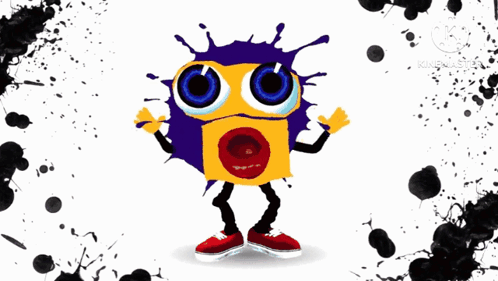 A Cartoon Character With Big Blue Eyes And A Big Smile GIF