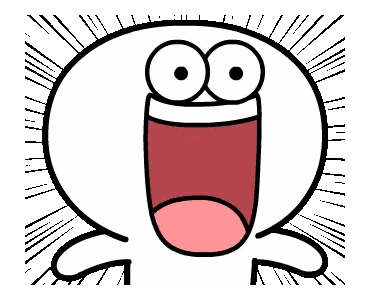 a cartoon character with big eyes and a big mouth is laughing with his mouth open .