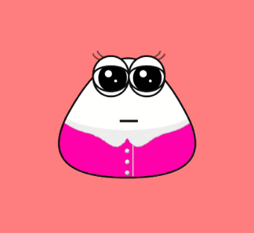 A Cartoon Character With Big Eyes And A Slice Of Cake GIF